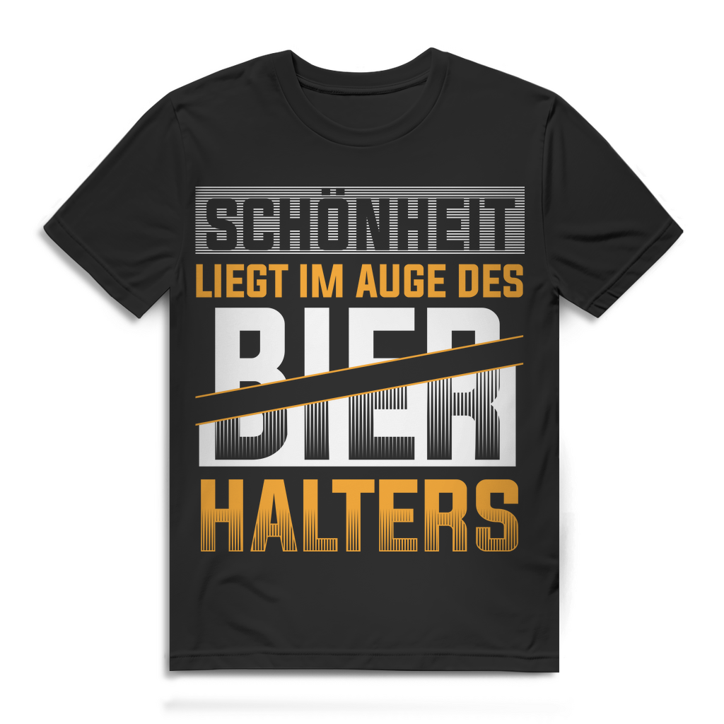 Herren Bier T-Shirt Schönheit liegt im Auge des Bierhalters lustiger Spruch Black