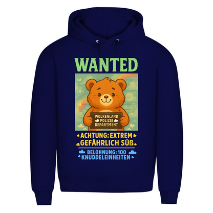 Herren Premium Bio Hoodie Wanted Glücksbärchi Wolkenland Extrem Gefährlich Süß Navy Blue
