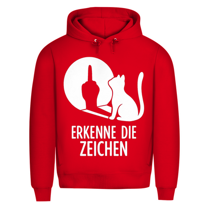 Herren Premium Bio Hoodie Erkenne Die Zeichen Katze Katzenliebhaber Red