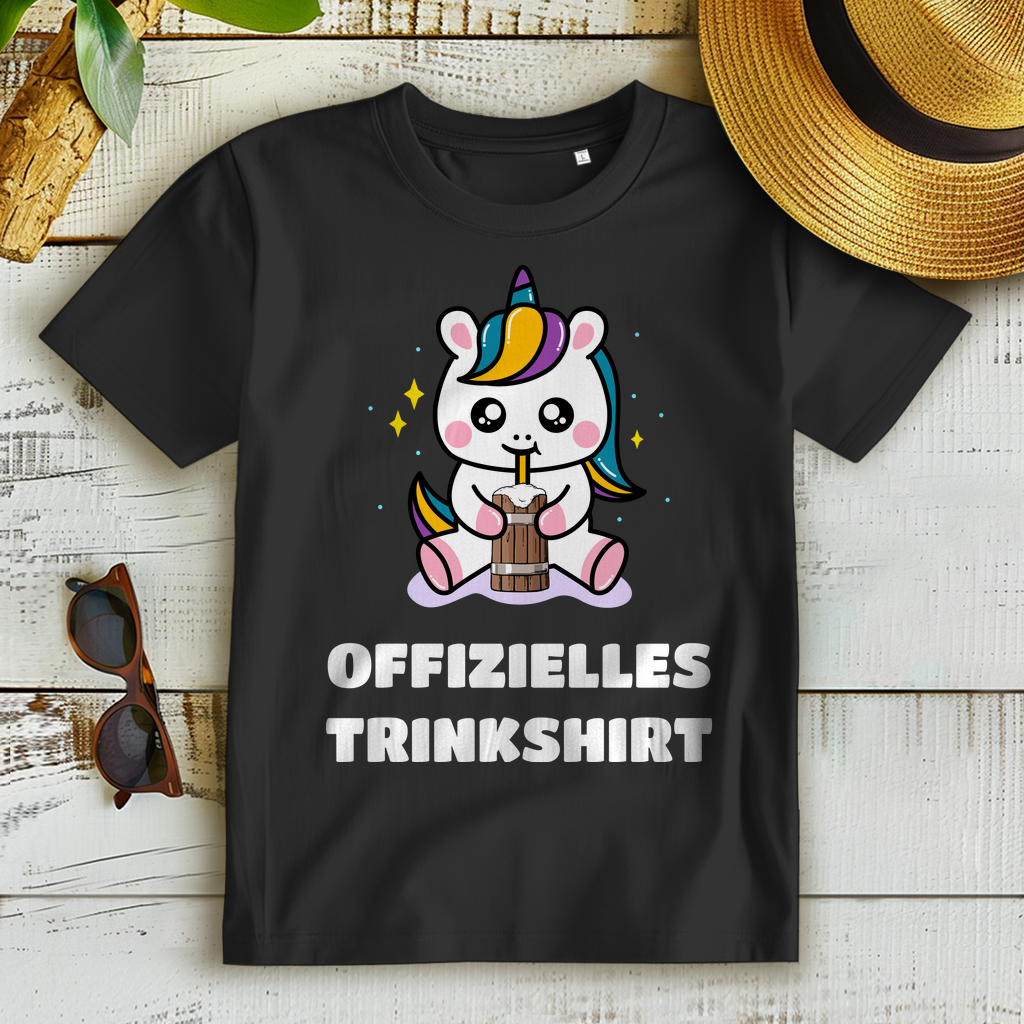 Offizielles Trinkshirt Damen T Shirt Einhorn Fun Spruch Party Shirt Mädelsabend