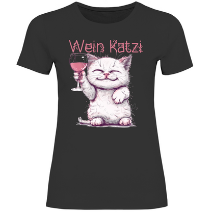 Wein Katzi Katze - Damenshirt Black