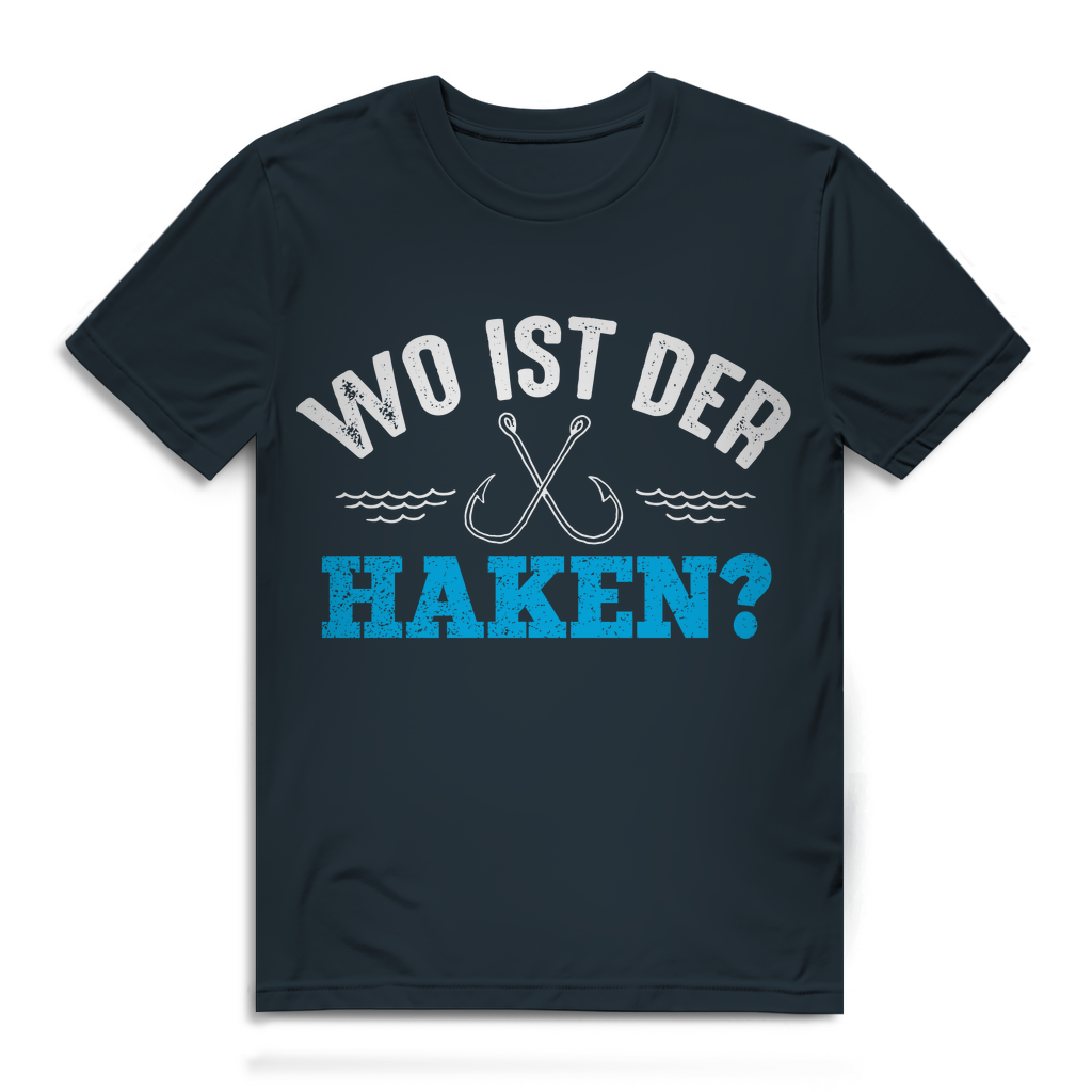 Herren T-Shirt Angeln – Wo ist der Haken? – Lustiges Fischer Funshirt Geschenk