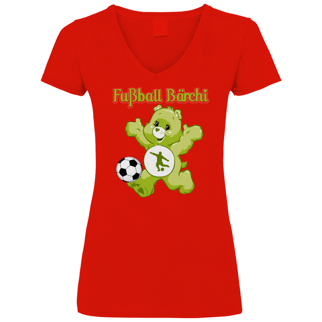 Fußball Bärchi - Glücksbärchi - V-Neck Damenshirt