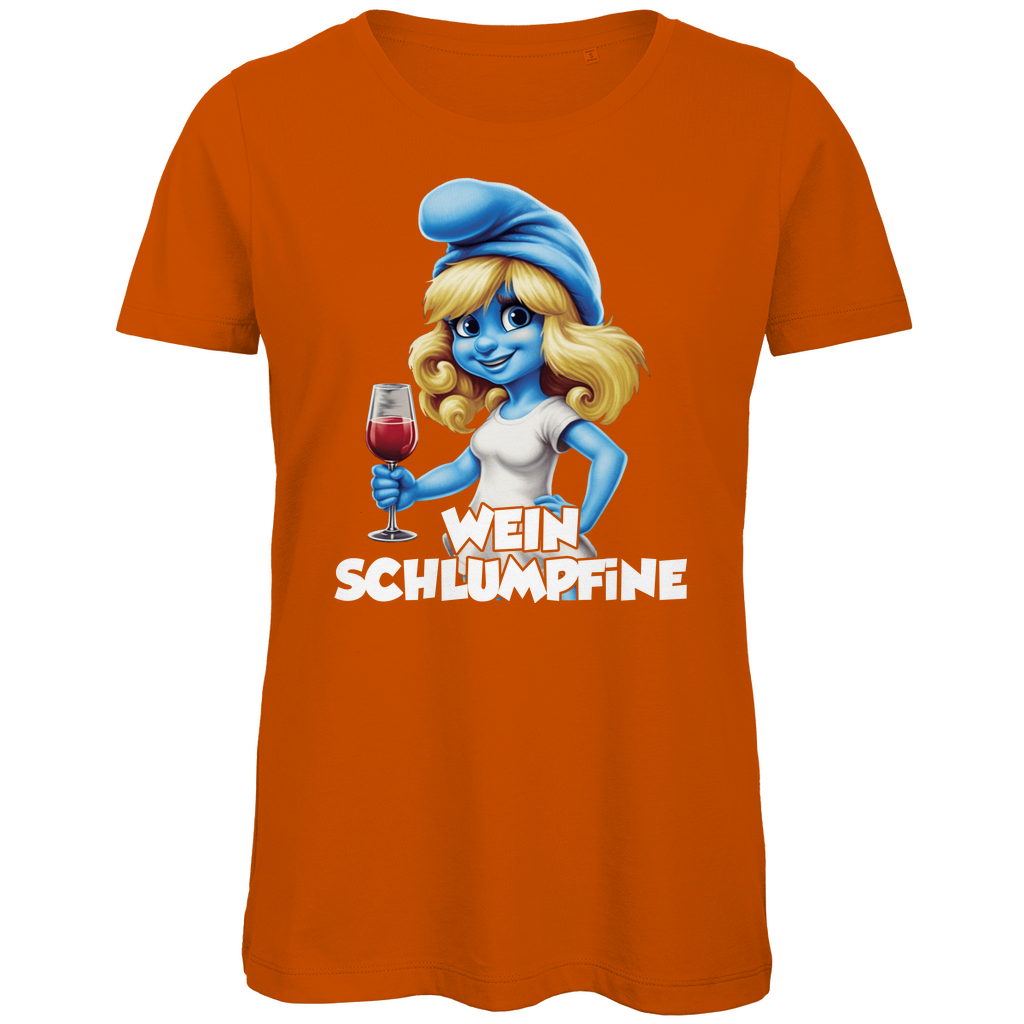 Wein Schlumpfine Grafik - Damen Premium Bio T-Shirt