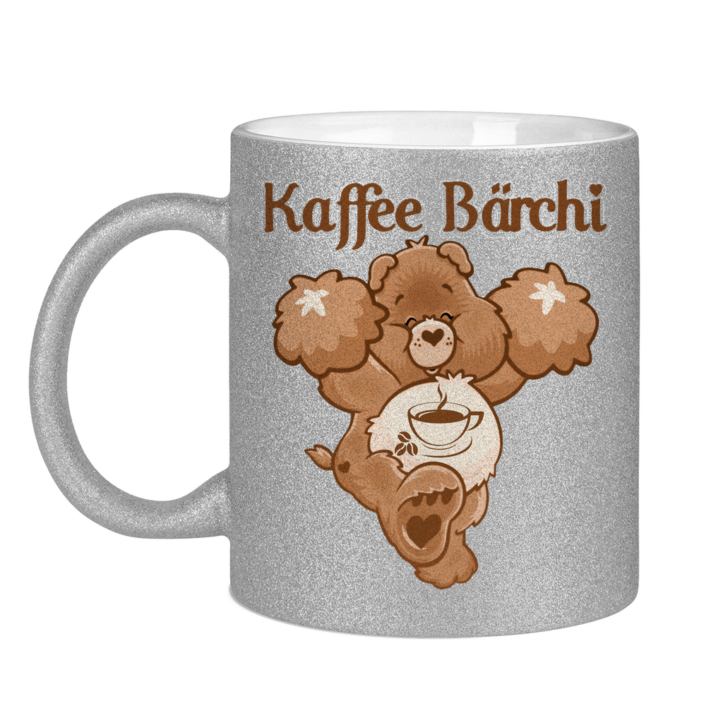 Kaffee Bärchi - Glücksbärchi - Glitzertasse Silver Glitter