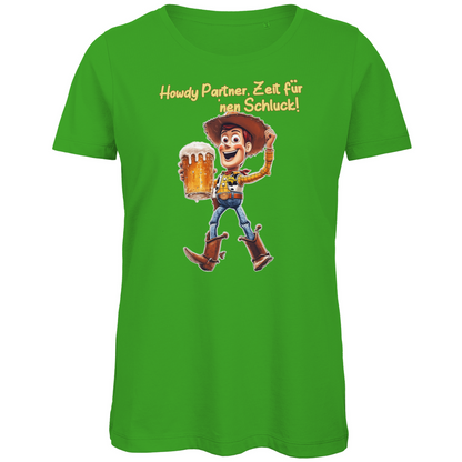 Howdy Partner Zeit für nen Schluck - Woody Toy Story - Damen Premium Bio T-Shirt Real Green