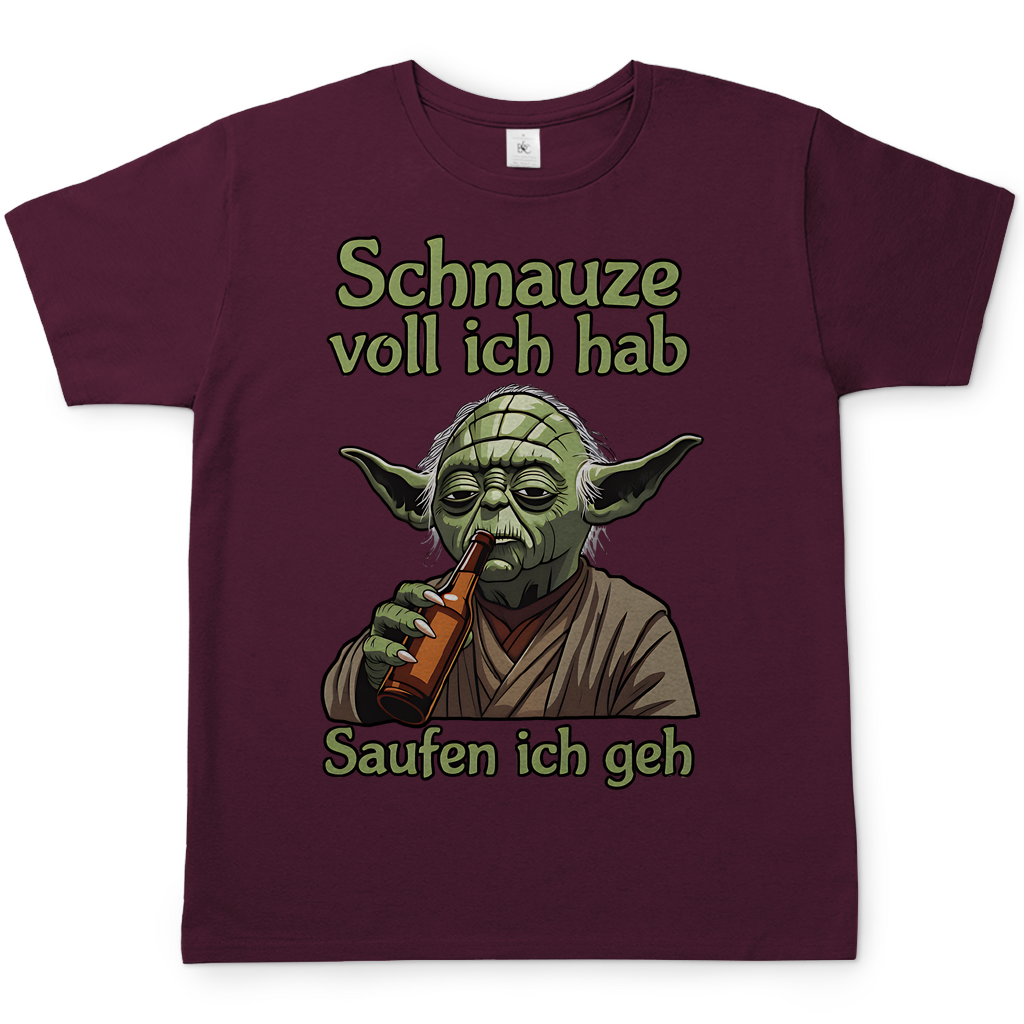 Herren T-Shirt Yoda Schnauze Voll Ich Hab Saufen Ich Geh Burgundy