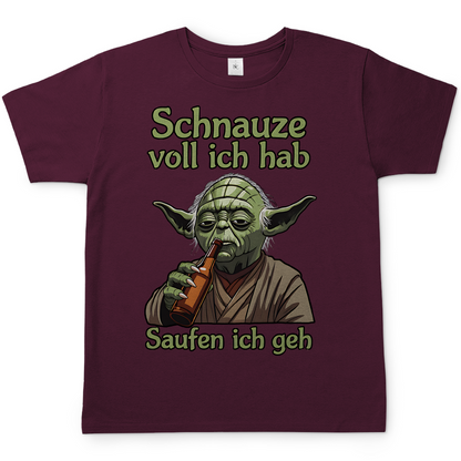 Herren T-Shirt Yoda Schnauze Voll Ich Hab Saufen Ich Geh Burgundy
