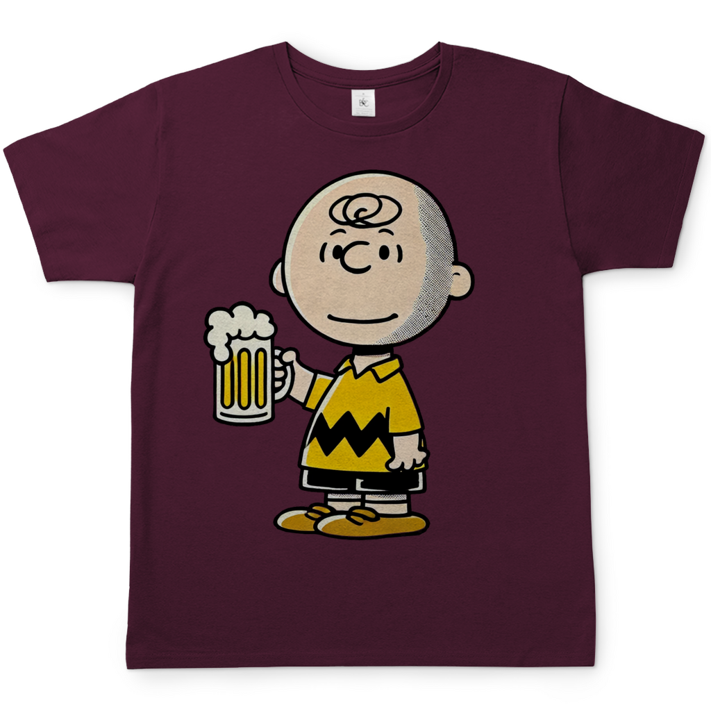 Charly Brown mit Bier - Die Peanuts - Herren Shirt Burgundy