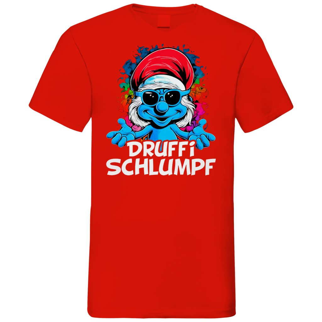 Druffi Schlumpf Grafik - Herren V-Neck Shirt