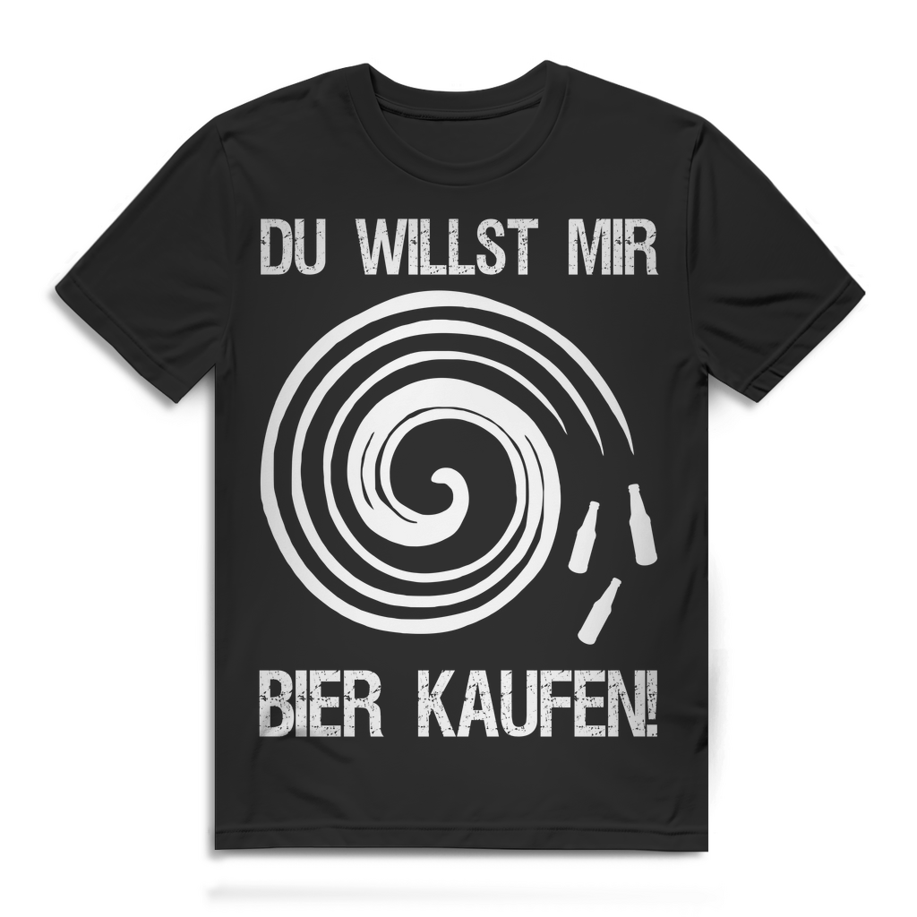 Lustiges Herren T-Shirt Du willst mir Bier kaufen Fun Trinkshirt Party Hypnose Black