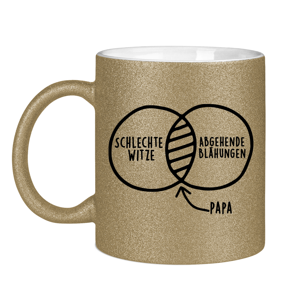 Papa schlechte Witze abgehende Blähungen - Glitzertasse Dark Gold Glitter One size