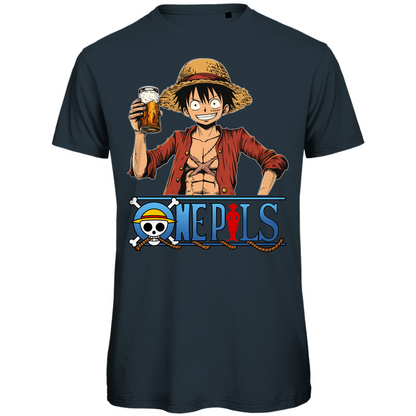 One Pils - One Piece Ruffy - Herren Premium Bio T-Shirt Dark Grey Solid