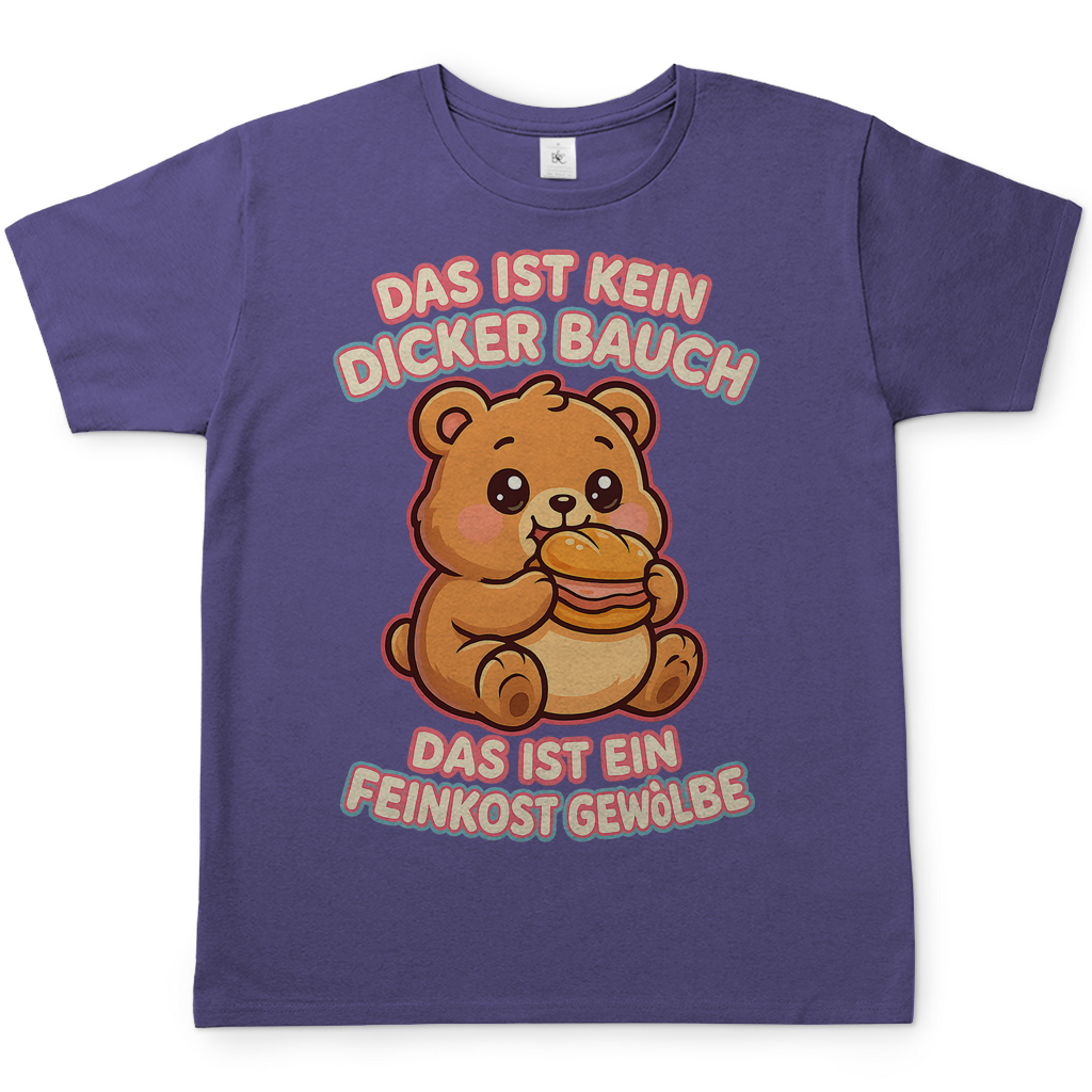 Herren T-Shirt Das Ist Kein Dicker Bauch Das Ist Ein Feinkost Gewölbe Teddybär Millennial Lilac