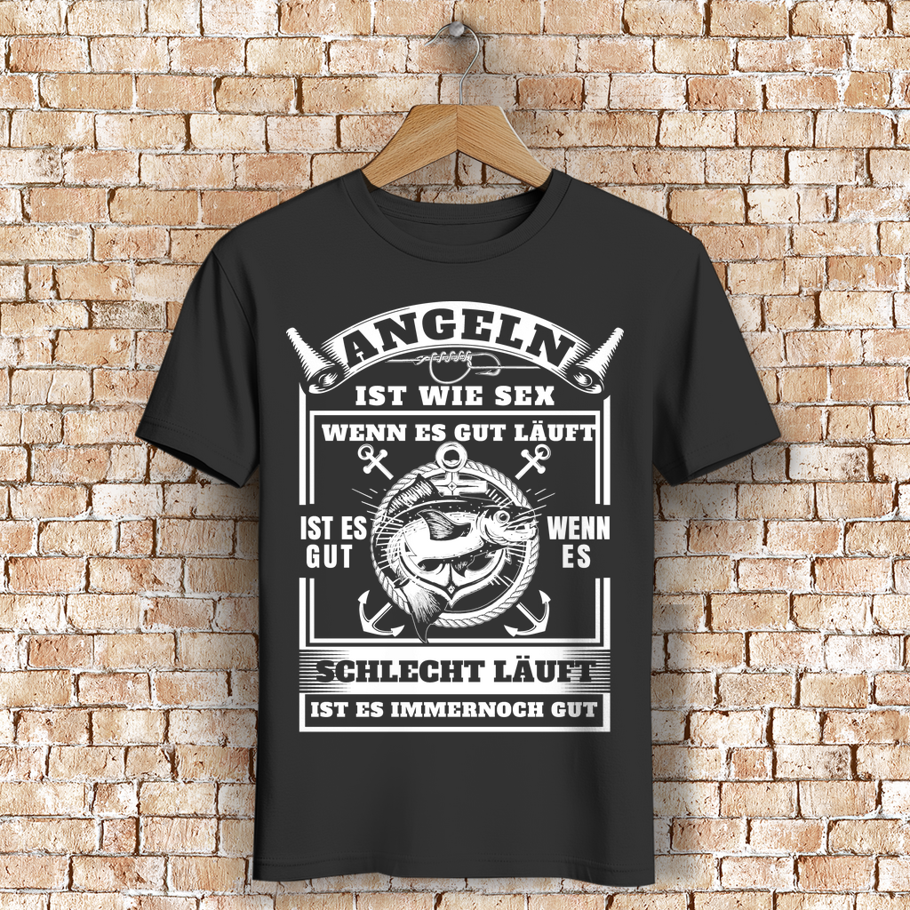 Geschenk für Angler mit Humor – Funshirt Männer „Angeln ist wie Sex“