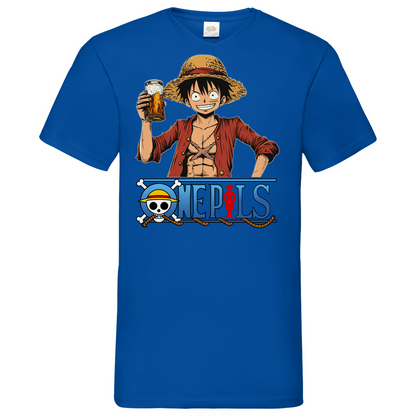 One Pils - One Piece Ruffy - Herren V-Neck Shirt Royal Blue