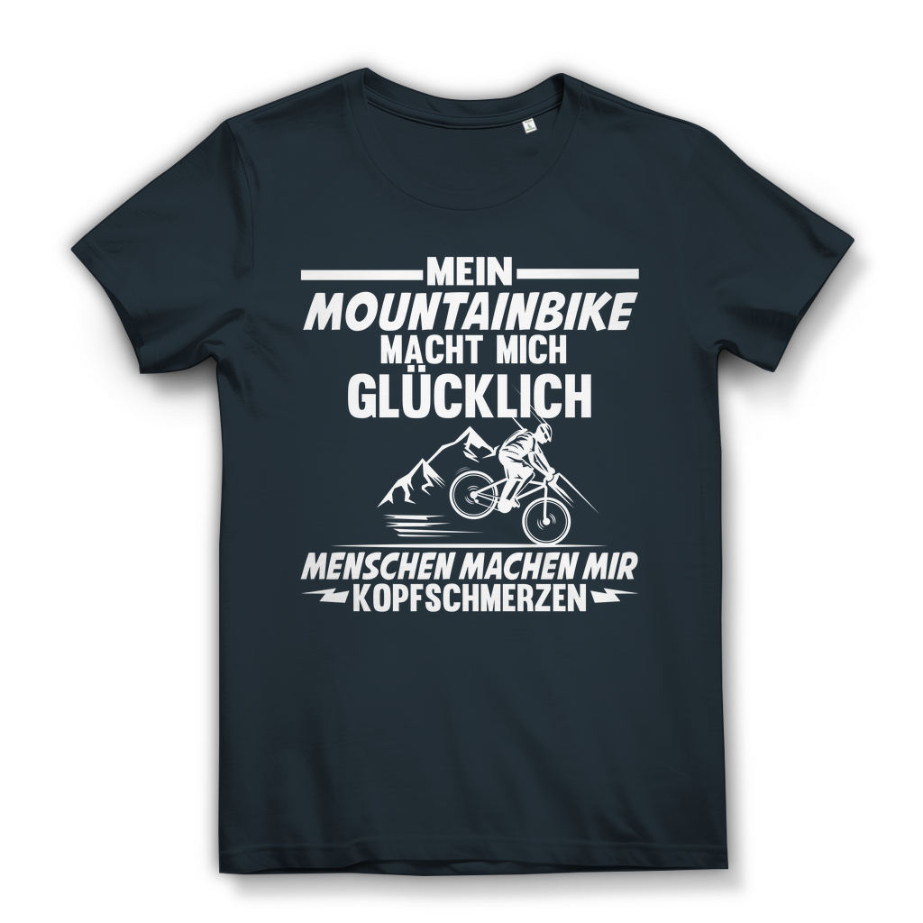 Lustiges Damen Bio T-Shirt Mountainbike macht mich glücklich Kopfschmerzen