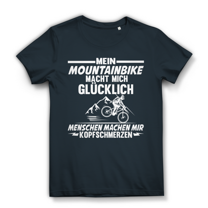 Lustiges Damen Bio T-Shirt Mountainbike macht mich glücklich Kopfschmerzen