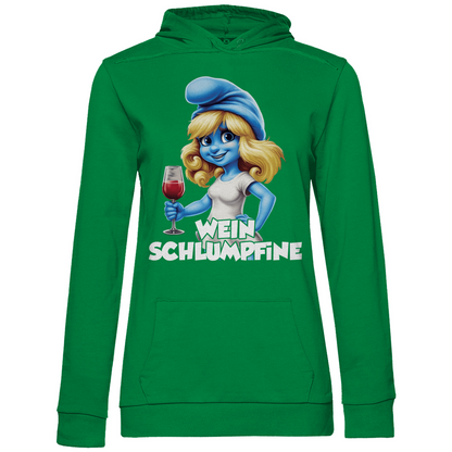 Wein Schlumpfine Grafik - Damen Hoodie Kelly Green