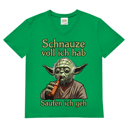 Herren V-Neck T-Shirt Yoda Schnauze Voll Ich Hab Saufen Ich Geh Kelly Green