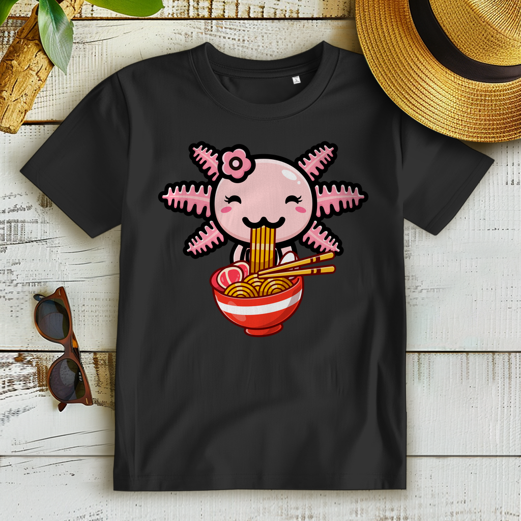 Axolotl Ramen T Shirt Damen Kawaii Anime Nudelshirt Geschenk süßes Frauen Motiv