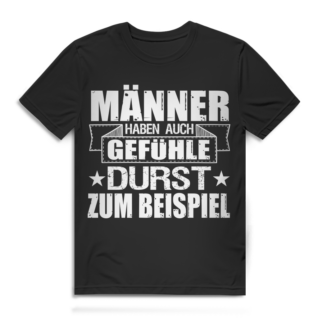 Herren T-Shirt Männer haben auch Gefühle Durst zum Beispiel Bio Baumwolle Black
