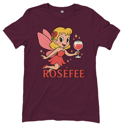Damen T-Shirt ROSÉFEE – Rosé Wein Fee Motiv Burgundy