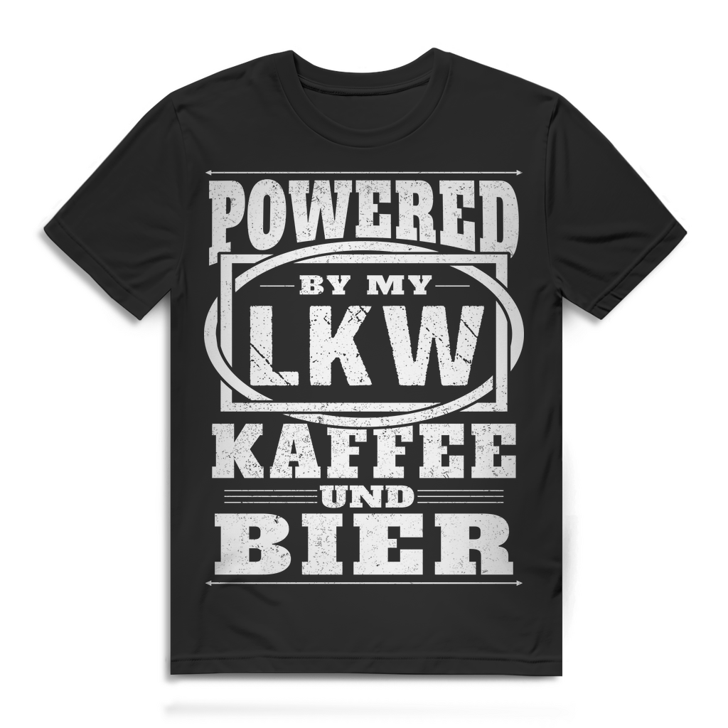 Powered by LKW Kaffee und Bier – Lustiges Männer Shirt für echte Trucker Black