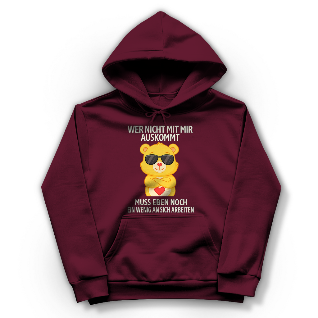 Damen Hoodie Muss an sich Arbeiten Glücksbärchi Burgundy