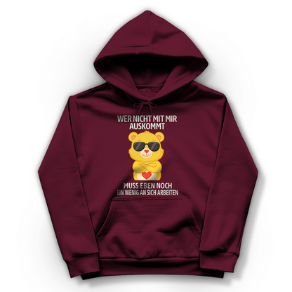 Damen Hoodie Muss an sich Arbeiten Glücksbärchi Burgundy