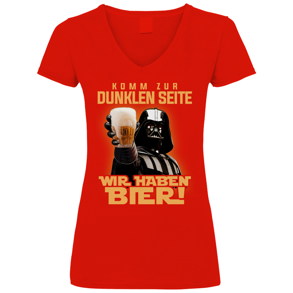 Komm zur dunklen Seite wir haben Bier Darth Vader - V-Neck Damenshirt