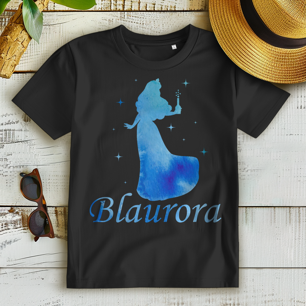 Blaurora Damen T-Shirt – lustige Dornröschen Parodie mit Suffflasche Bio Shirt
