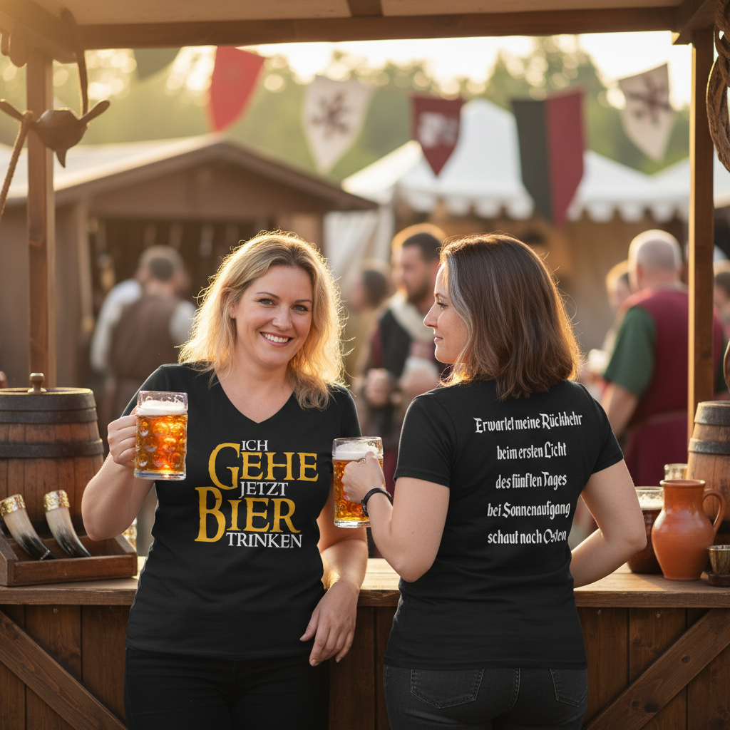 Ich gehe jetzt Bier trinken HDR - Beidseitiger Druck - V-Neck Damenshirt