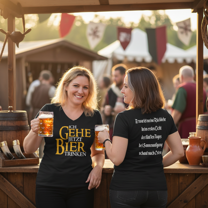 Ich gehe jetzt Bier trinken HDR - Beidseitiger Druck - V-Neck Damenshirt