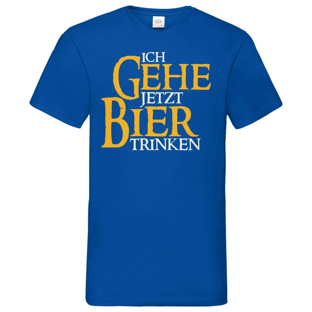 Ich gehe jetzt Bier trinken HDR - Beidseitiger Druck - Herren V-Neck Shirt Royal Blue