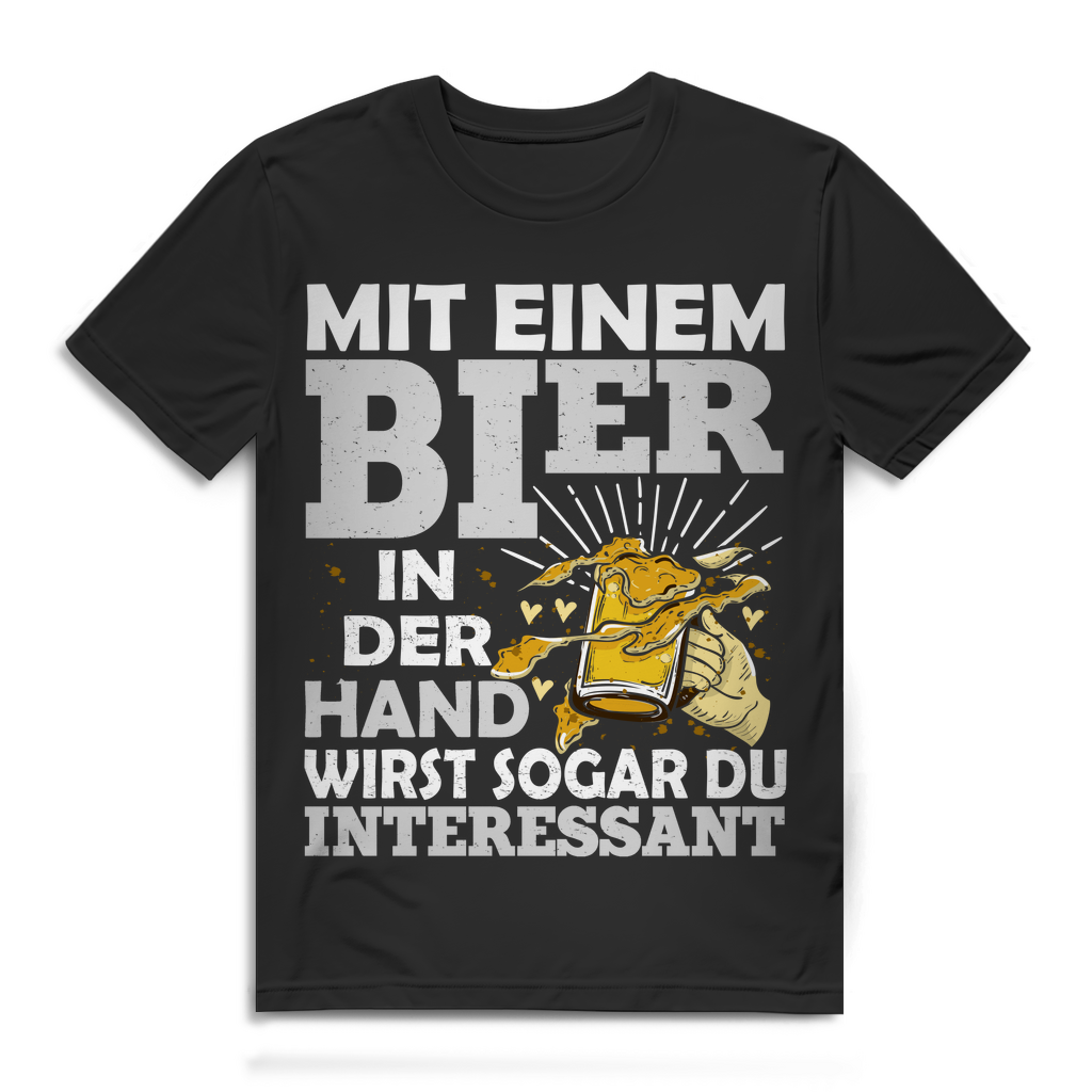Herren Premium Bio T-Shirt Mit einem Bier in der Hand wirst sogar du interessant Black