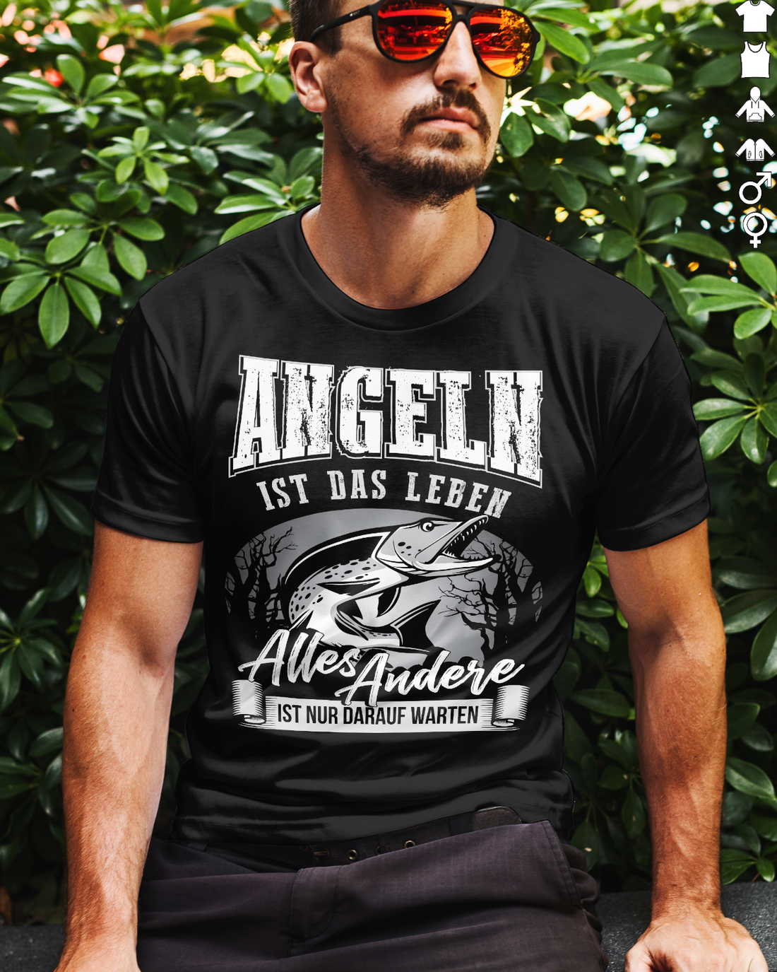 Angeln ist das Leben Shirt Männer – Lustiges Angler T-Shirt mit Raubfisch Spruch