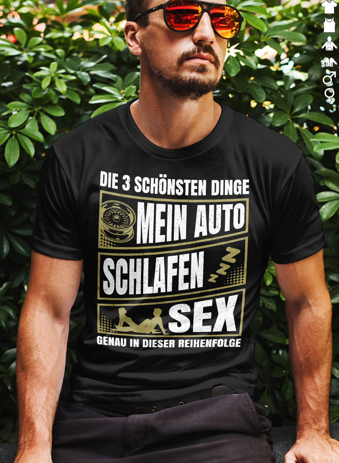 Mein Auto Schlafen Sex Shirt – Lustiges Männer Funshirt mit Prioritäten Spruch