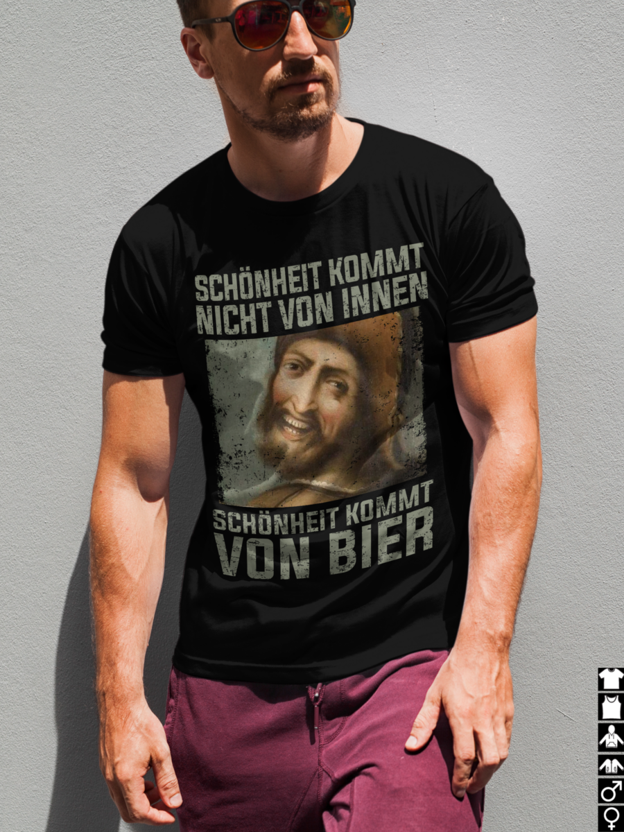 Schönheit kommt von Bier Shirt – Lustiges Männer Funshirt mit Bierspruch