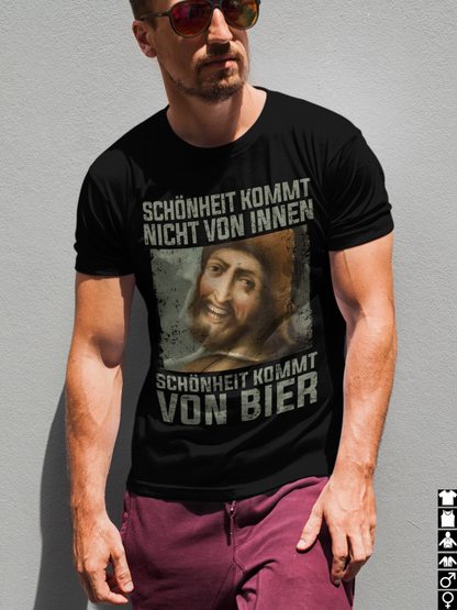 Schönheit kommt von Bier Shirt – Lustiges Männer Funshirt mit Bierspruch