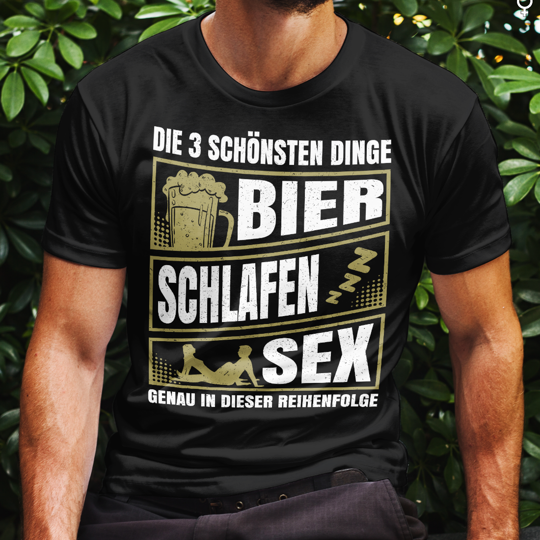 Männer Bier Shirt – Die 3 schönsten Dinge: Bier Schlafen Sex Reihenfolge