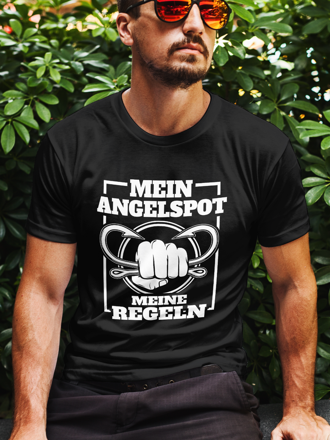Angler T-Shirt Männer – Mein Angelspot meine Regeln – Angler Statement Design