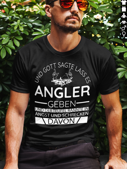 Angler Shirt Männer – Gott erschuf Angler der Teufel floh Spruch T-Shirt Humor