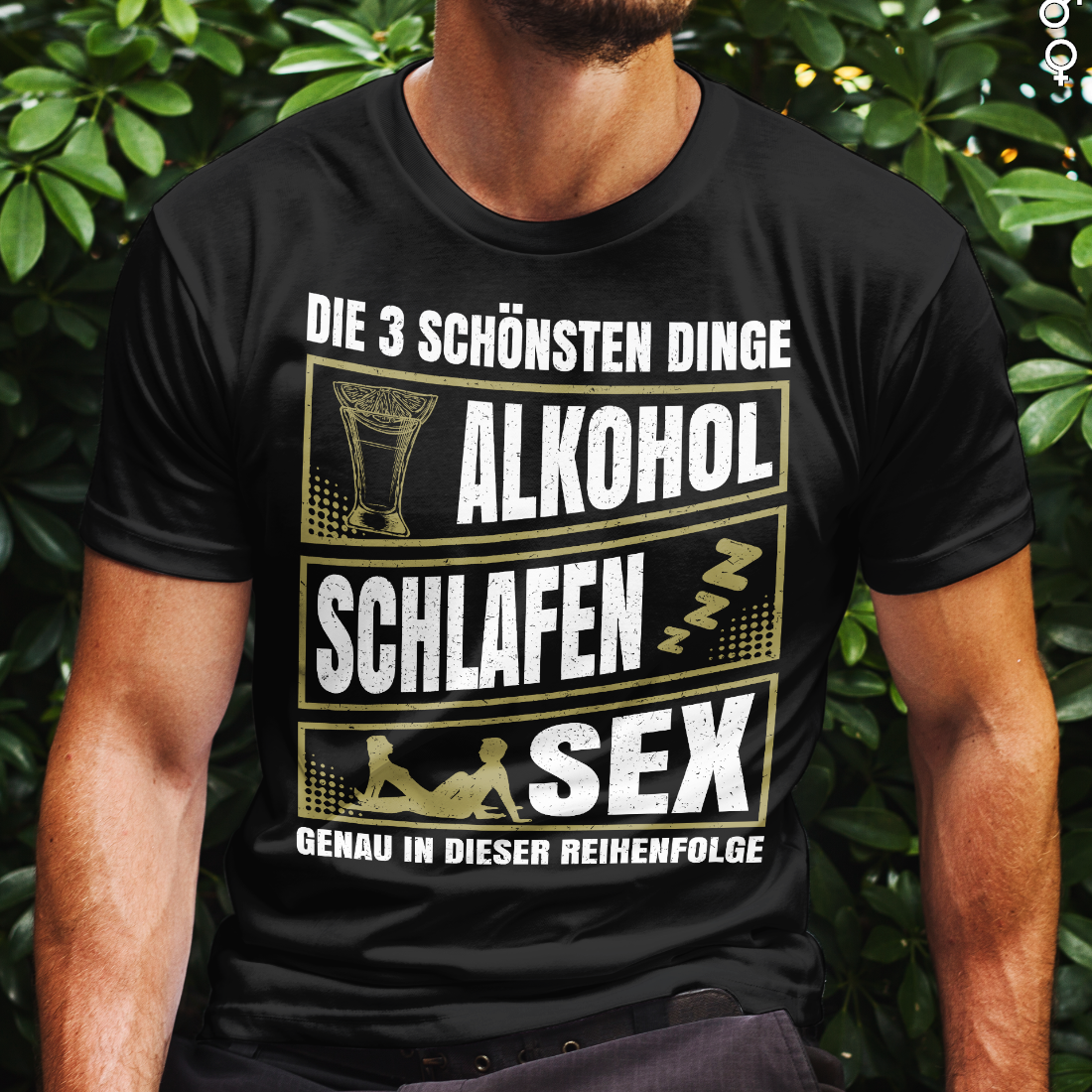 Lustiges Männer Shirt Party – Alkohol Schlafen und Sex Reihenfolge Spruch