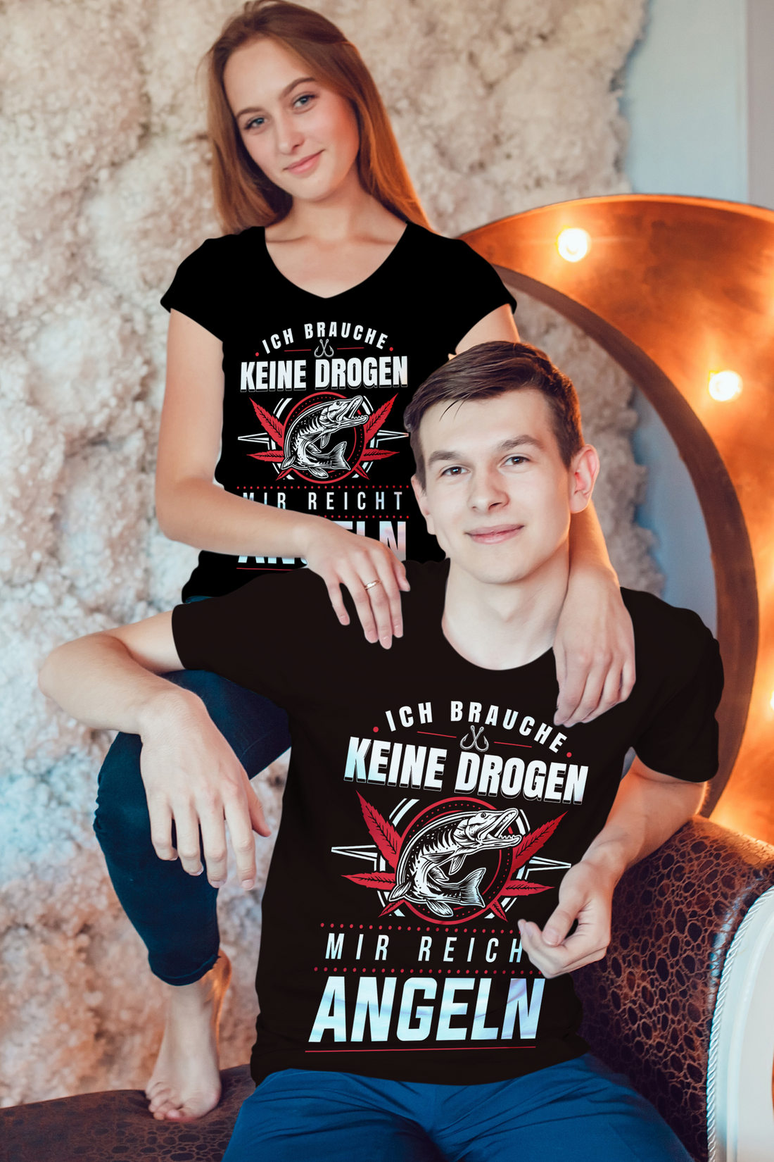 Angler Statement Shirt Männer – Keine Drogen nur Fischen Bio T-Shirt Geschenk