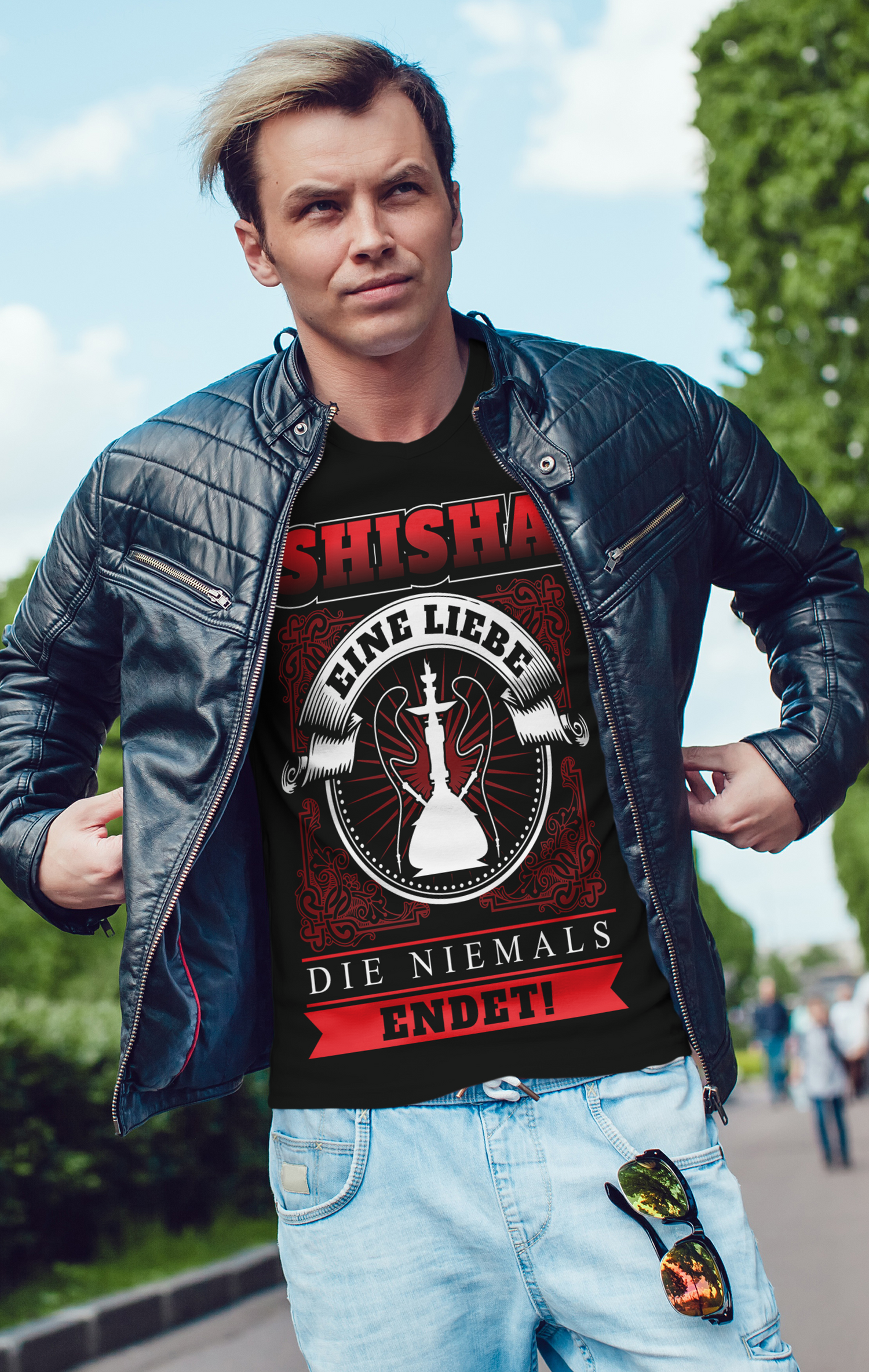 Shisha Shirt Männer – Eine Liebe die niemals endet – Wasserpfeifen Kult Design