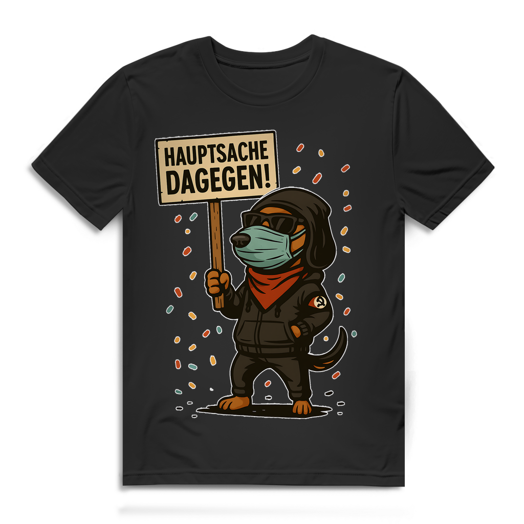 Hauptsache Dagegen Protest Dackel Hunde - Herren Premium Bio T-Shirt Black