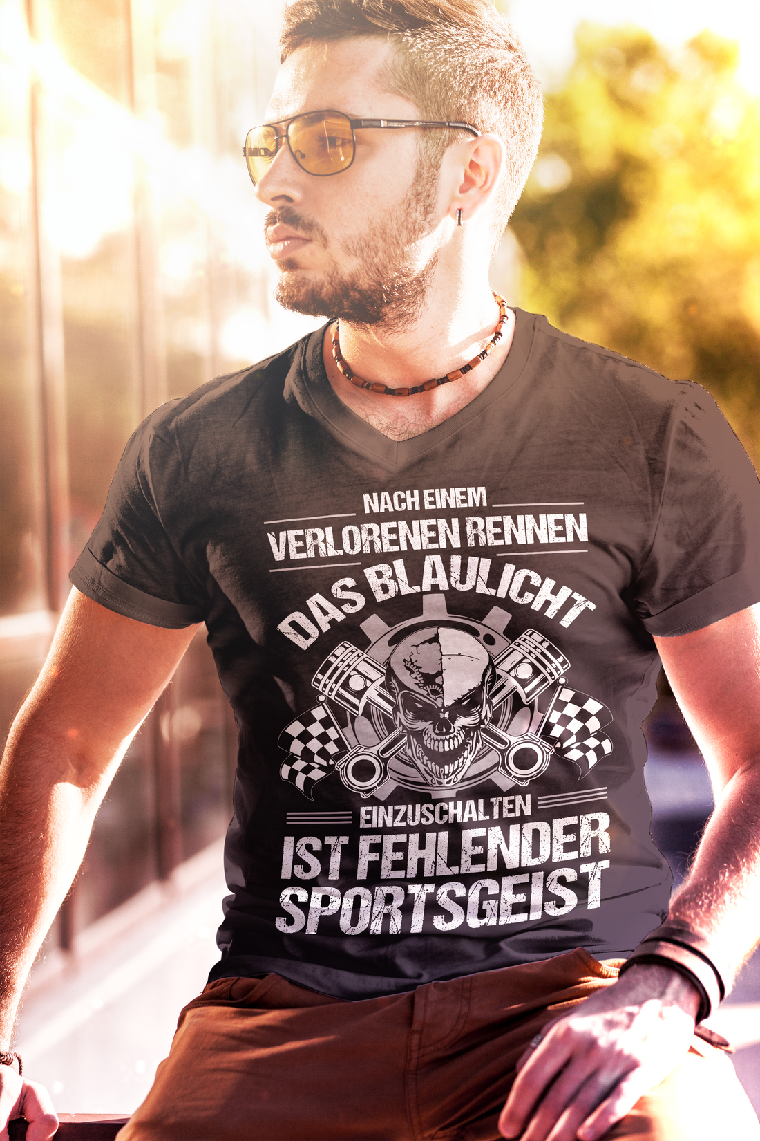 Racer Szene Herren T-Shirt – Wer Blaulicht braucht hat keinen Sportsgeist