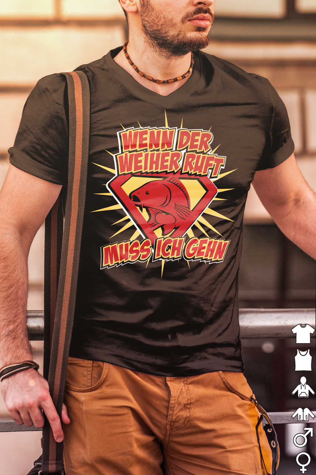 Angler T-Shirt Herren – Wenn der Weiher ruft muss ich gehn – Karpfen Teich Fun