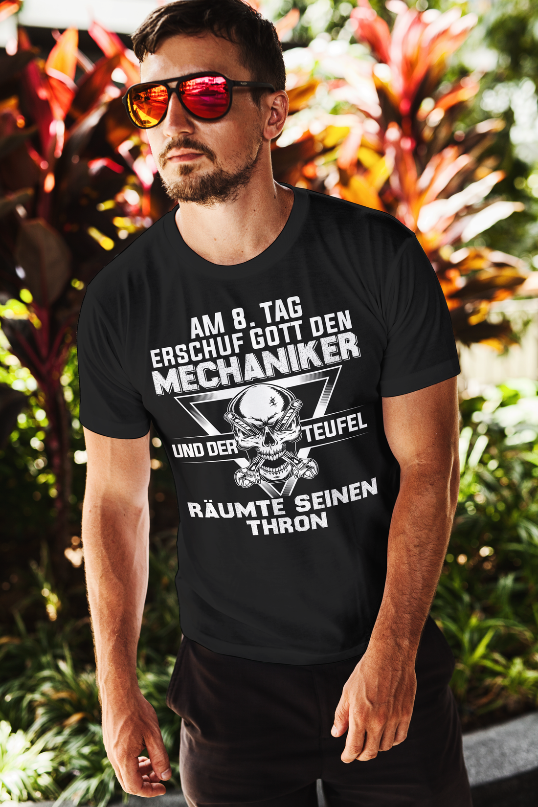 Mechaniker Shirt Herren – Am 8. Tag schuf Gott den Mechaniker – Tuning Legende